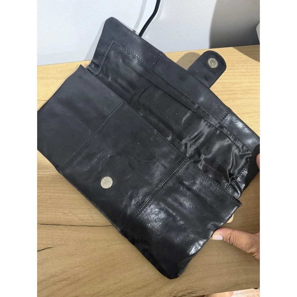 Lulu Townsend Evening Purse Bag Clutch Black Leather M
